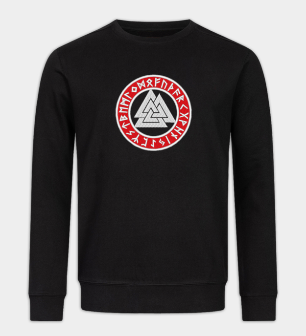 Vyšívaná mikina s runovým kruhom Valknut