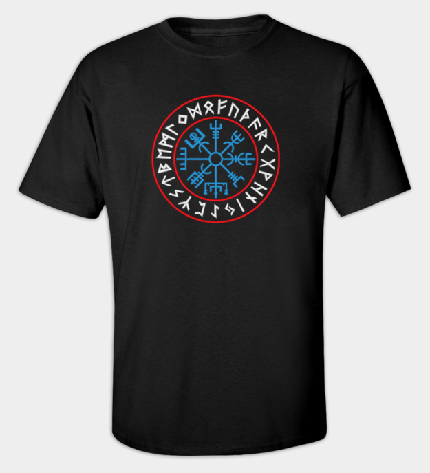 Vyšívané tričko s runovým Vegvísir