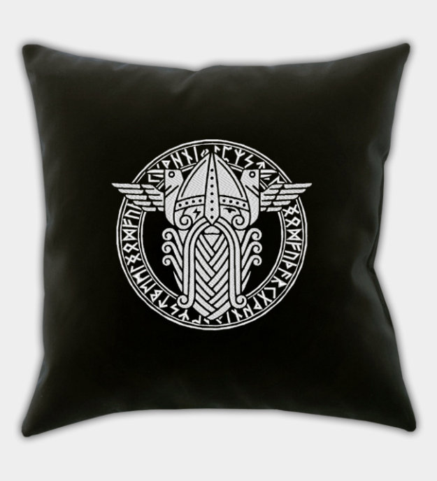Vyšívaný povlak na polštář s Odin/Wotan