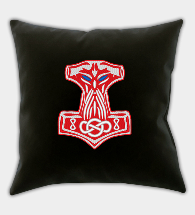 Vyšívaný poťah na vankúš s Mjölnir