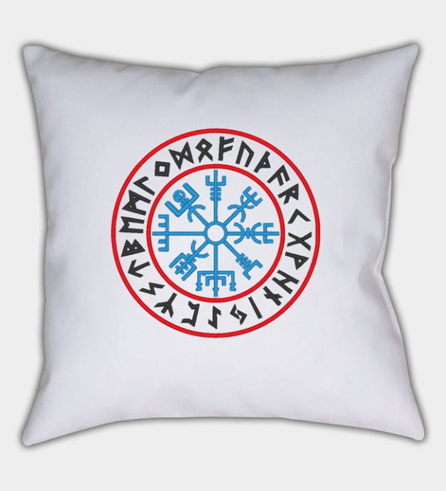 Vyšívaný poťah na vankúš s runovým Vegvísir
